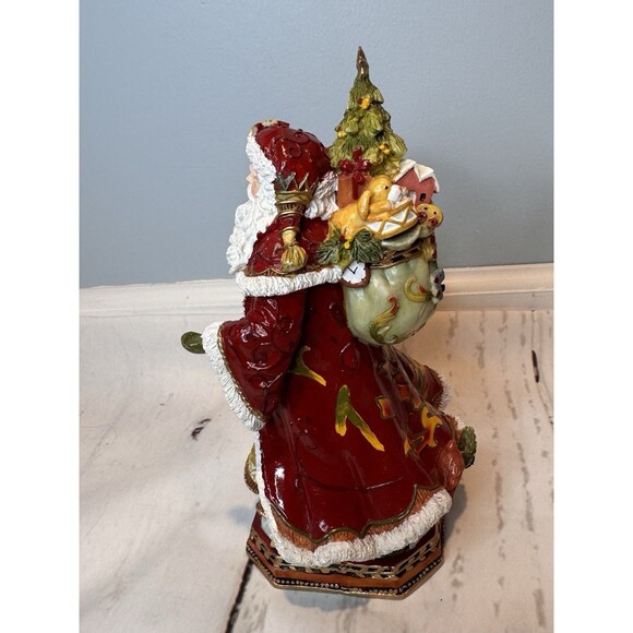 Fitz and Floyd Damask Holiday Santa Music Box- I Come all ye Faithful. - Picture 3 of 5